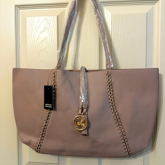 Badgley Mischka Handbags - Badgley Mischka Taupe Decorative Chain Tote. NWT